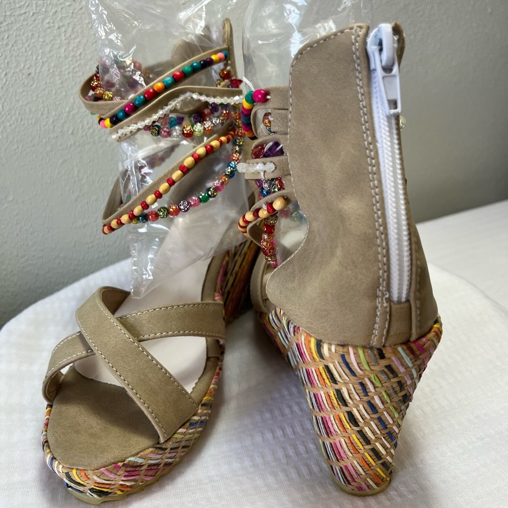Sold…Get More Beauty Wedge Beaded Wedge Heels - Picture 10 of 13